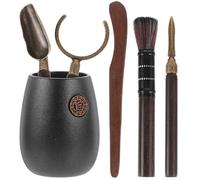POPETPOP Juego de Utensilios de Té Chinos de Cerámica Negra, Práctico y Fácil de Usar para Ceremonia Gongfu, Set Elegante para Aficionados y Maestros del Té