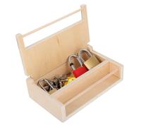 POPETPOP Juego Montessori De Candados para Niños, Caja De Bloqueo Pequeña Roja, Juguete Educativo De Madera para Desarrollo Intelectual, Coordinación Mano-Ojo y Entretenimiento Familiar