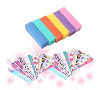 POPETPOP Juego Profesional de 50 Limas de Uñas de Doble Cara Impresas y 10 Esponjas de Pulido para Uñas Naturales y Postizas Material Eva y Papel Abrasivo Color Aleatorio