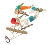 POPETPOP Juguete para Morder y Masticar Hámster de Madera de Manzana, Bola de Ratán Colgante para Roer, Accesorio Dental para Hámsters y Conejos, Cuidado Dental y Actividad Divertida