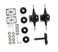 POPETPOP Kit Completo de Accesorios para Patineta con Puente de Aluminio Negro Ruedas PU y Rodamientos Resistentes Incluye Herramienta para Reparación Set Duradero y Fácil de Instalar para