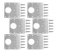 POPETPOP Kit de 6 Placas de Bisagra para Armarios de Cocina en Acero Inoxidable con Tornillos, para Puertas de Gabinete, Silenciosa y Prevención de Golpes en Hogares