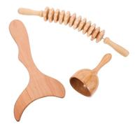POPETPOP Kit de Masaje Manual de Madera para Muslos y Espalda, Incluye Rodillo y Gua Sha y Fisioterapia en Casa