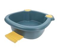 POPETPOP Lavabo Pequeño Multifuncional Azul con Tabla de Lavar Integrada de Plástico Fregadero para Lavar Ropa y Remojar Pies Compacto y Resistente para Uso Doméstico