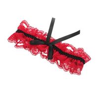 POPETPOP Liga de Encaje Roja Lazo Negro para Mujer Liga Elástica Ajustable para Boda y Fiesta Anillo Elástico para Muslo Accesorio Nupcial Cómodo y Romántico