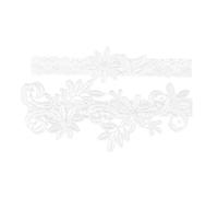 POPETPOP Ligas de Novia de Boda Encaje Floral Blanco, 2 Piezas Cosidas a Máquina, Ajustables para Tallas Grandes, Ideales para Decoración de Boda Playa o Fiesta