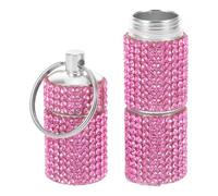 POPETPOP Llavero con Forma de Pastillero Pequeño de Metal con 3 Compartimentos y Diseño Elegante de Gemas de Imitación, Portátil para Vacaciones y Actividades al Aire Libre