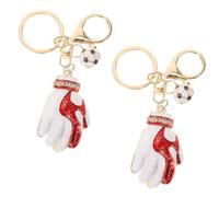POPETPOP Llavero Deportivo de Aleación de Zinc Rojo Juego de 2 Unidades Colgantes de Guante de Béisbol y Balón de Fútbol Accesorio para Mochilas y Llaves Adecuado para Aficionados y