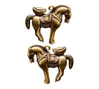 POPETPOP Llavero DIY 2 Piezas Colgantes de Latón Diseño de Caballo de Guerra Vintage Accesorio Decorativo para Llaves y Manualidades Tamaño Pequeño Color Latón Antiguo