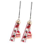 POPETPOP Llaveros Para Teléfono Móvil y Amuletos Colgantes, Accesorio Para Llavero Diy Para Niñas y Mujeres, Material Resistente Campana De Fresa, Paquete 2 Piezas, Colores Pastel Aleatorios