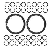 POPETPOP Llaveros Planos Metálicos Negros 25 MM Anillos Separados Dobles para Manualidades Conectores para Llaves de Casa y Coche Accesorios para Organización y Bricolaje 100 Unidades