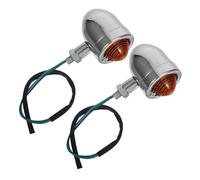 POPETPOP Luces Intermitentes LED para Motocicleta 2 Piezas Señal de Vuelta Vintage Carcasa Plateada Cubierta Amarilla Indicador Delantero y Trasero para Moto Cruiser y Chopper