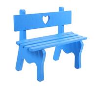 POPETPOP Madera Azul Mini Banco de Parque en Miniatura, 1 Pieza | Decoración Retro Vintage para Jardín y Maqueta, Acabado Fino, Alta Simulación, para Niños