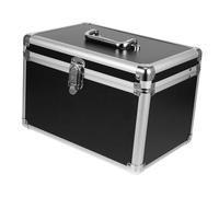 POPETPOP Maletín Maquillaje Grande con Cierre Metálico Seguro Organizador Multifuncional para Almacenamiento Cosméticos Estuche Negro Elegante para Mujer y Viaje