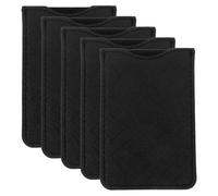 POPETPOP Manga de Peine Pu de 5 Piezas, Estuche Blando Corto para Peine, Funda Protectora Negra Textura Cruzada, Bolsa de Almacenamiento para Viaje y Cuidado del Cabello