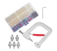 POPETPOP Máquina Manual para Engarzar Cuentas Prensa Manual Kit de Fijación de Perlas Redondas Blancas para Sombreros Zapatos Ropa Bolsos y Faldas Herramienta para Montaje de Perlas