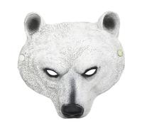 POPETPOP Máscara de oso polar blanco realista de poliuretano ligero transpirable para adultos, elástica, para Halloween, carnaval, cosplay y fiestas de máscaras