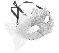 POPETPOP Máscara Veneciana Media Cara Plateada para Fiesta de Disfraces y Baile de Máscaras Ligera y Cómoda con Cinta para Mujer