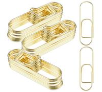 POPETPOP Metálicos para Bolígrafos Resistentes y Ligeros 60 Clips de Hierro Dorados Pinzas Portátiles para Organizar Cuadernos y Vida Académica