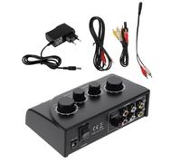 POPETPOP Mezclador de Profesional con Doble Entrada de Micrófono para Karaoke de Audio, Cable Incluido y Diseño en Abs Negro para Salas Ktv