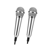 POPETPOP Micrófono K Song Mini de Metal Plata, 2 Piezas Plug and Play, Fácil de Transportar para Grabación de Voz y Canciones en Teléfono Celular Varios Estilos