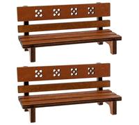 POPETPOP Mini Banco de Parque de Madera Vintage 2 Piezas, Decoración para Casita de Muñecas, Accesorios de Muebles en Miniatura 12x5x5,7 Cm para Escena de Mesa y Jardín