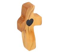 POPETPOP Mini Cruz de Madera de Olivo para Oración de Bolsillo, Cruz Artesanal Portátil Tamaño Pequeño, Adorno Religioso para Decoración de Pascua y Obsequio Espiritual