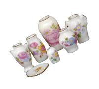 POPETPOP Mini Jarrón de Cerámica 7 Piezas para Casa de Muñecas 1/12 Decoración Artesanal Accesorios Miniatura para Manualidades y Modelismo de Casas en Miniatura