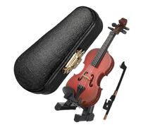 POPETPOP Mini Violín de Madera con Arco y Adorno Realista para Decoración de Escritorio y Estudio con Estuche Compacto y Ligero