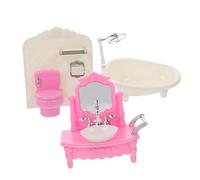 POPETPOP Miniatura Baño Accesorios para Casa Muñecas Lavabo Inodoro Bañera Duradero Decoración Coleccionable