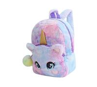 POPETPOP Mochila Infantil Unicornio Peluche Casual para Niñas Bolsa de Hombro con Gran y Diseño Teñido