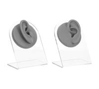 POPETPOP Modelo de Oreja de Silicona Gris Flexible para Práctica de Perforaciones Exhibidor Anatómico Izquierda y Derecha Oreja Suave para Entrenamiento y Exhibición de Joyería 2 Piezas