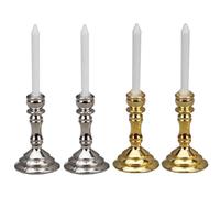 POPETPOP Modelos de Candelabros en Miniatura de Aleación, 2 Pares para Casa de Muñecas, Accesorios Decorativos para Hogar y Decoración Navideña, Ideales para Cocina y Comedor Miniature,