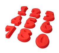 POPETPOP Molde de Silicona Rojo para Tartas 9 Piezas en Forma de Números 0-8, Fácil Desmoldeo y Apto para Refrigerador, Adecuado para Horneado en Casa y Decoración de Pasteles