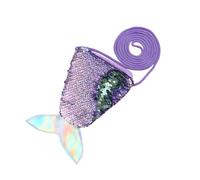 POPETPOP Monedero de Lentejuelas Sirena Violeta para Mujer y Niñas, Bandolera Pequeña Brillante, Bolso de Fiesta y Uso Diario, Accesorio Moda, Almacenamiento para Monedas y Pequeños