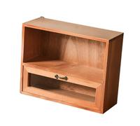 POPETPOP Mueble Organizador de Cosméticos de Madera con Cajón, Tamaño Mediano, Diseño Vintage Envejecido, Gabinete Multifuncional para Oficina y Hogar, Contenedor para Maquillaje y Joyas,