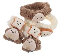 POPETPOP Muñequeras para Lavarse la Cara y Diademas de Peluche 6 Piezas Tamaño Mediano Impermeables para Spa y Maquillaje Uso Facial y Ducha Conjunto Multifuncional