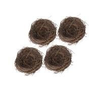 POPETPOP Nido de Pájaro Artificial de Ratán Tejido Decoración Rústica para Jardín y Exteriores Modelo Creativo de 10 CM Set de 4 Piezas Adorno Realista para Festividades y Fotografía