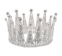 POPETPOP nupcial redonda con diamantes de imitación, tiara de princesa de cristal para mujer, accesorios para el cabello de novia para bodas, cumpleaños y fiestas.