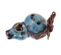 POPETPOP Ocarina de Cerámica Alto Do C, Instrumento Portátil de Calabaza con 6 Agujeros, Acabado Esmaltado Azul Floral, Adecuado para Educación Musical y Juegos al Aire Libre