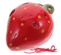 POPETPOP Ocarina de Cerámica para Principiantes con Instrumento de Viento Forma de Fresa Roja Adorable y Portátil para Practican