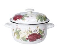 POPETPOP Olla de Sopa Esmaltada Retro de 1800ml Doble Asa y Tapa, Cocción y Diseño Resistente para Cocina Doméstica Color Aleatorio
