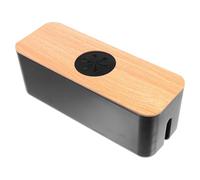 POPETPOP Organizador de Almacenamiento de Cables Pequeño Orificios Redondos, Caja de Enchufes Negra de Densidad Media para Escritorio, Protección y Orden en Hogar y Oficina