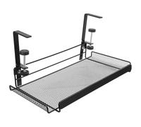 POPETPOP Organizador de Almacenamiento Debajo del Escritorio con Abrazadera Ajustable Bandeja Metálica Negra Grande para Gestión de Cables y Papeles Estante Colgante para Oficina y