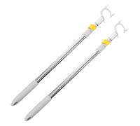 POPETPOP Palo Telescópico para Colgar Ropa de Acero Inoxidable y Aleación de Aluminio, Brazo Extensible Largo Cabezal de Horquilla Seguro, para Armarios y Almacenamiento Doméstico, Pack