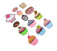 POPETPOP Parches de Tela para Cupcakes, Set de 13 Unidades, Bordados Diseño de Pastel, Adhesivo Autoadherente, para Coser y Decorar Ropa, Bolsos y Proyectos de Manualidades