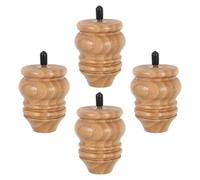 POPETPOP Patas de Muebles de Madera de Caucho Torneadas de 8 CM 4 Piezas Patas de Repuesto para Sofá Cama y Silla Diseño Calabaza sin Terminar para Personalizar Instalación Fácil para