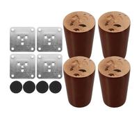 POPETPOP Patas de Repuesto para Muebles de Madera Maciza 6 Cm Inclinadas Color Nogal 4 Unidades para Sofá, Tocador y Armario, Extensores Resistentes y Antideslizantes para Hogar y Oficina