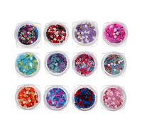 POPETPOP Pegatinas para Uñas Brillantina en Forma de Corazón 12 Piezas Mezcla de Purpurina Brillante para Manicura Maquillaje Facial y Decoración Corporal Kit DIY Uñas Brillo Festivo