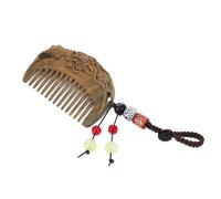 POPETPOP Peine de Madera Antiguo Tallado con Flor de Loto Natural y Compacto Peine Vintage para Mujer como Complemento de Bolso o Colgante de Llavero para Viajar